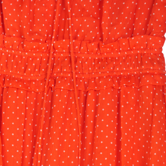 Vero Moda Orange Dress Womens Medium Sheer Sleeves Smocked Waist Lightweight - Picture 4 of 13